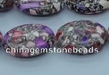 CTU114 16 inches 18*25mm oval dyed flower turquoise beads wholesale