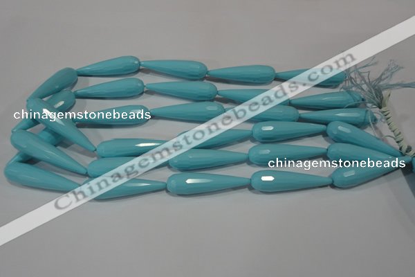 CTU1249 15.5 inches 10*40mm faceted teardrop synthetic turquoise beads