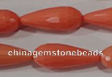 CTU1358 15.5 inches 10*30mm faceted teardrop synthetic turquoise beads
