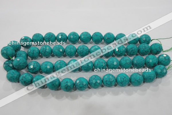 CTU1687 15.5 inches 16mm faceted round synthetic turquoise beads