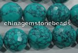 CTU1688 15.5 inches 18mm faceted round synthetic turquoise beads