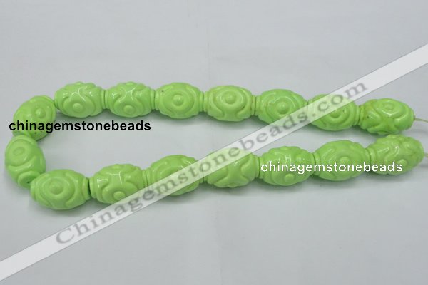 CTU893 15.5 inches 18*25mm carved rice dyed turquoise beads