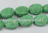 CTU896 15.5 inches 12*15mm carved oval dyed turquoise beads