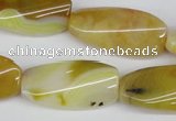 CTW101 15.5 inches 15*30mm twisted rectangle agate beads wholesale