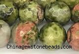 CUG195 15 inches 6mm faceted round unakite beads wholesale