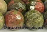 CUG198 15 inches 12mm faceted round unakite beads wholesale