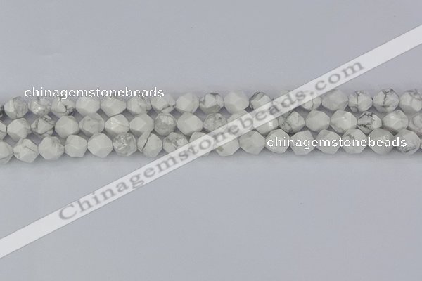 CWB239 15.5 inches 8mm faceted nuggets white howlite beads