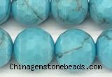 CWB262 15 inches 10mm faceted round howlite turquoise beads