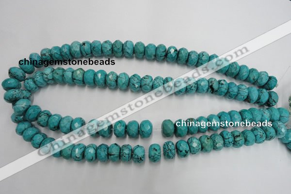CWB448 15.5 inches 8*12mm faceted rondelle howlite turquoise beads