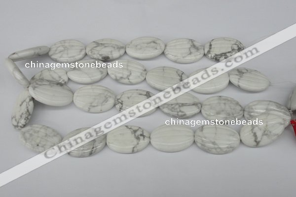 CWB68 15.5 inches 20*30mm carved oval natural white howlite beads