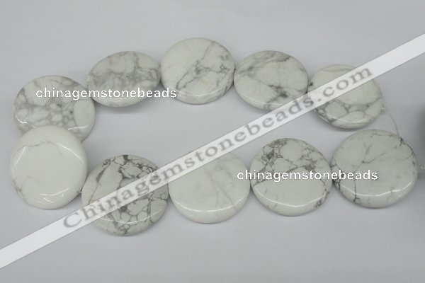 CWB78 15.5 inches 40mm flat round natural white howlite beads