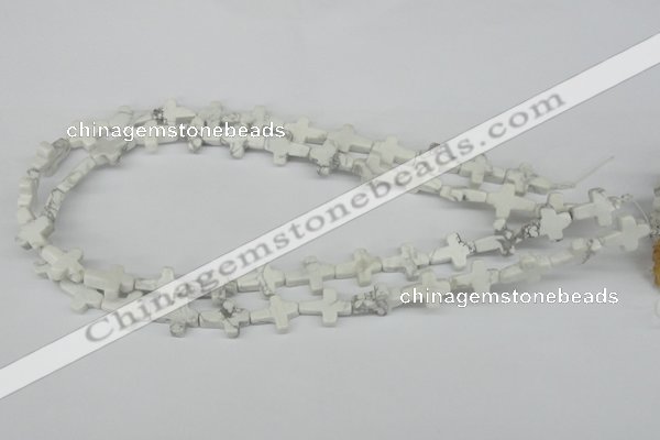 CWB88 15.5 inches 12*15mm cross natural white howlite beads