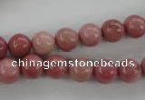 CWF12 15.5 inches 8mm round pink wooden fossil jasper beads wholesale