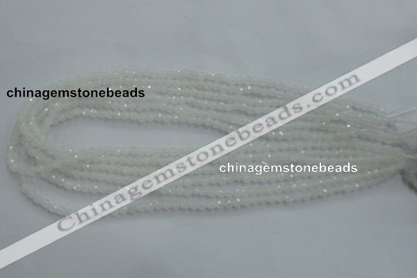 CWH01 15.5 inches 4mm faceted round white jade beads wholesale