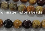 CWJ304 15.5 inches 10mm faceted round wood jasper gemstone beads