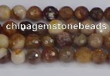 CWJ475 15.5 inches 4mm faceted round wood jasper gemstone beads