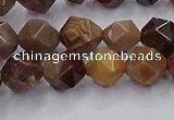 CWJ491 15.5 inches 8mm faceted nuggets wood jasper beads