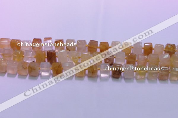 CYC138 15.5 inches 11*15*15mm faceted triangle yellow quartz beads