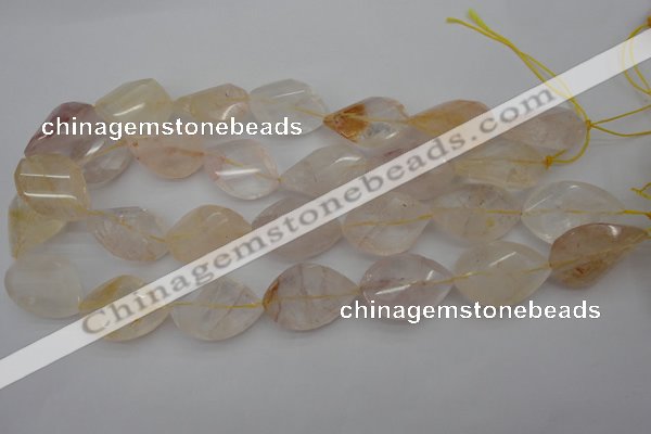 CYC204 15.5 inches 20*30mm twisted & faceted teardrop yellow quartz beads