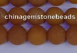 CYJ613 15.5 inches 10mm round matte yellow jade beads wholesale