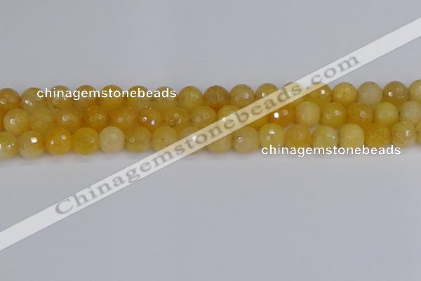 CYJ641 15.5 inches 10mm faceted round yellow jade beads wholesale