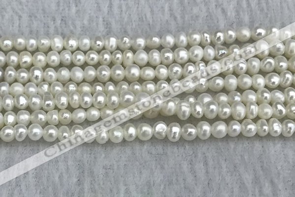 FWP16 14.5 inches 3.2mm - 3.7mm potato white freshwater pearl strands