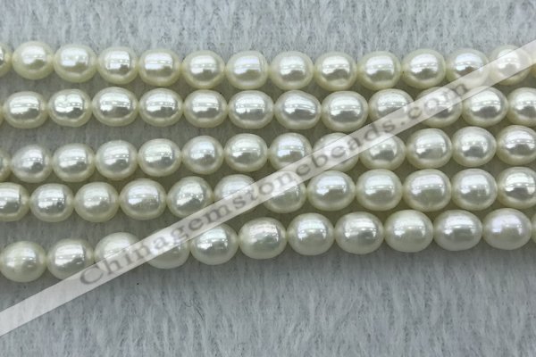 FWP178 15 inches 6mm - 7mm rice white freshwater pearl strands