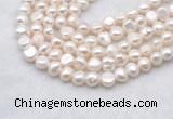FWP490 14 inches 8mm - 9mm baroque white freshwater pearl strands
