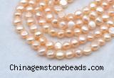 FWP491 14 inches 8mm - 9mm baroque pink freshwater pearl strands