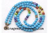 GMN7127 7 Chakra 8mm imitation turquoise 108 mala beads wrap bracelet necklaces