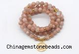 GMN7130 Chakra 8mm sunstone 108 mala beads wrap bracelet necklaces