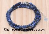 GMN7217 4mm faceted round tiny sodalite beaded necklace jewelry