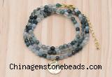 GMN7403 4mm faceted round tiny moss agate beaded necklace with constellation charm