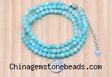 GMN7469 4mm faceted round amazonite beaded necklace with constellation charm