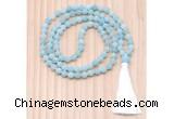 GMN8704 Hand-Knotted 8mm, 10mm Matte Amazonite 108 Beads Mala Necklace