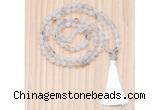 GMN8708 Hand-Knotted 8mm, 10mm Matte Montana Agate 108 Beads Mala Necklace