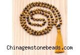 GMN8804 Hand-Knotted 8mm, 10mm Grade AA Yellow Tiger Eye 108 Beads Mala Necklace