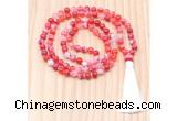GMN8820 Hand-Knotted 8mm, 10mm Red Banded Agate 108 Beads Mala Necklace