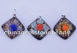 LP57 12*36*46mm diamond inner flower lampwork glass pendants