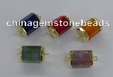 NGC1268 15*20mm faceted tube agate gemstone connectors wholesale