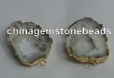 NGC136 30*40mm - 35*45mm freeform plated druzy agate connectors