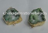NGC140 30*40mm - 35*45mm freeform plated druzy agate connectors