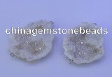 NGC1470 28*35mm - 40*45mm freeform plated druzy agate connectors