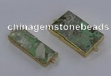 NGC1711 15*30mm - 25*45mm rectangle green gemstone connectors