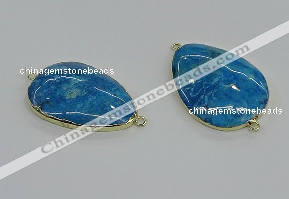 NGC1916 25*30mm - 30*40mm flat teardrop fossil coral connectors