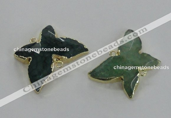 NGC256 22*30mm carved butterfly agate connectors wholesale
