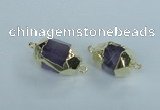 NGC340 15*20mm - 18*25mm faceted nuggets amethyst connectors