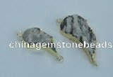 NGC365 18*30mm - 25*45mm wing-shaped agate gemstone connectors