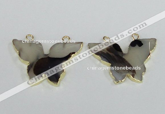 NGC405 30*40mm butterfly agate gemstone connectors wholesale