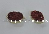 NGC473 20*30mm oval druzy agate gemstone connectors wholesale
